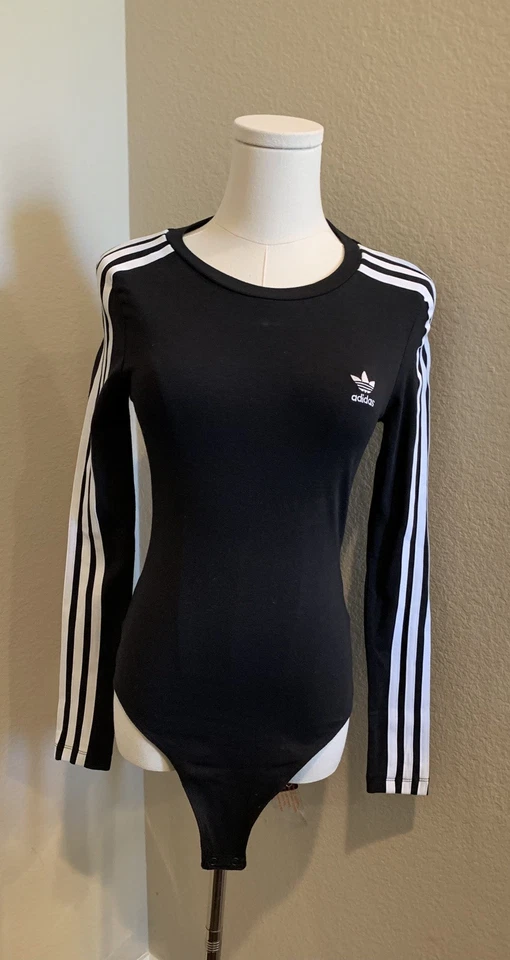 Nuevo con etiquetas Adidas Originales 3 Rayas Negro Blanco Manga Larga Body Talla S Precio de venta sugerido por el fabricante $50 Foto 3 de 4