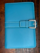 Vintage Y2K Rolodex Teal leather Notebook Binder 8x5 Organizer Agenda Planner