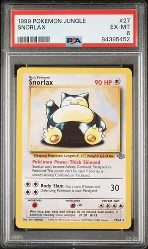 Pokemon Snorlax 27/64 Jungle Regular 1999 WOTC PSA 6
