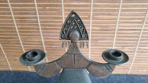 Kokoshnik Sarafan Candle Holder Folk Dress Cast Metal Candelabra MCM - Picture 3 of 7