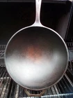 Lodge Cast Iron Wok 13" dia, Long Handle, vintage Cast Iron Camping pan