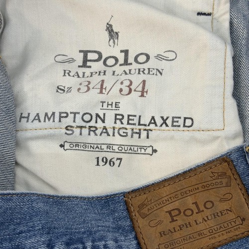 Polo Ralph Lauren Hampton Jeans Mens 34 x 34 Blue Relaxed Straight Denim Classic - Picture 12 of 17