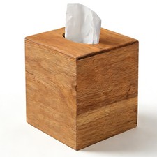 Tissue Box Cover Square, Acacia Wood Tissue Box Holder with Slide-Out Bottom,...
