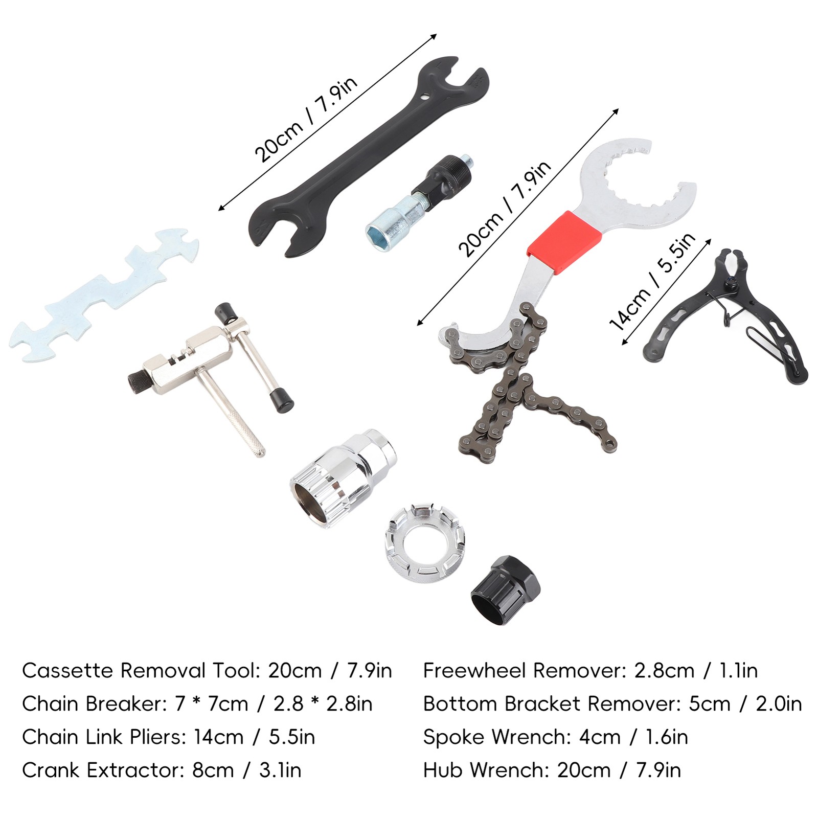Bike Repair Tool Set Cassette Remover Tool Crank Puller Extractor Bike Chain Bre