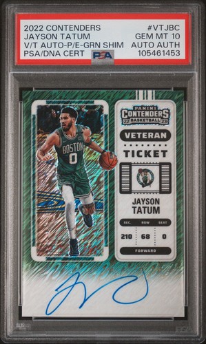 2022 Contenders Jayson Tatum Green Shimmer Prizm Auto SSP PSA 10 Team Colors 1/1 - Picture 2 of 3