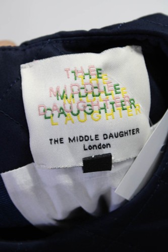 The Middle Daughter Girls Quilted Sateen Puff Sleeve Top Blouse Navy Size 9-10 - Picture 4 of 6