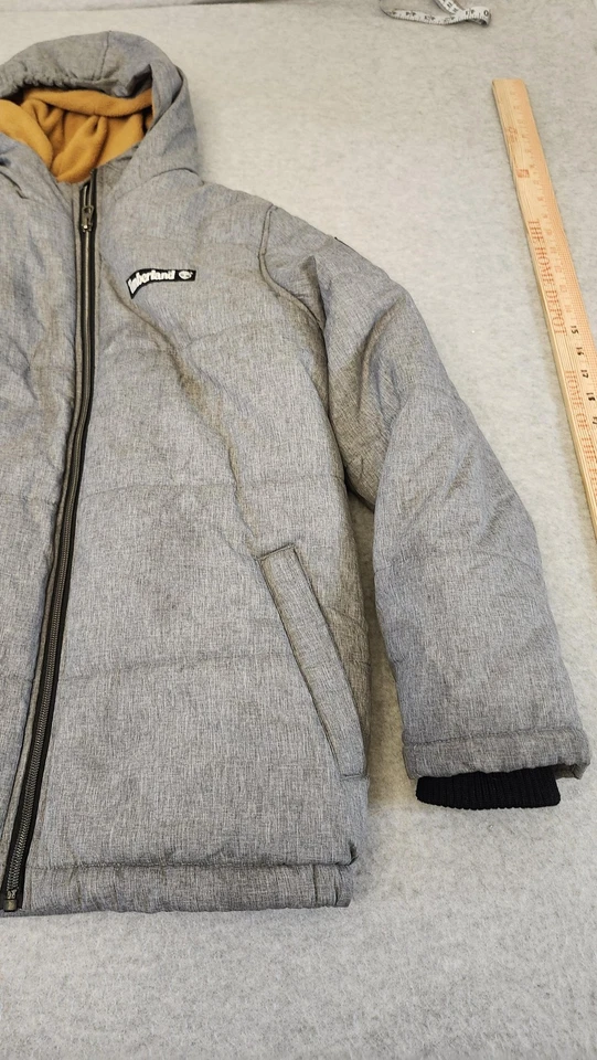 Chaqueta Timberland Juvenil Grande 14/16 Gris Con Capucha Forrada de Vellón Puffer Abrigo de Invierno Foto 2 de 4