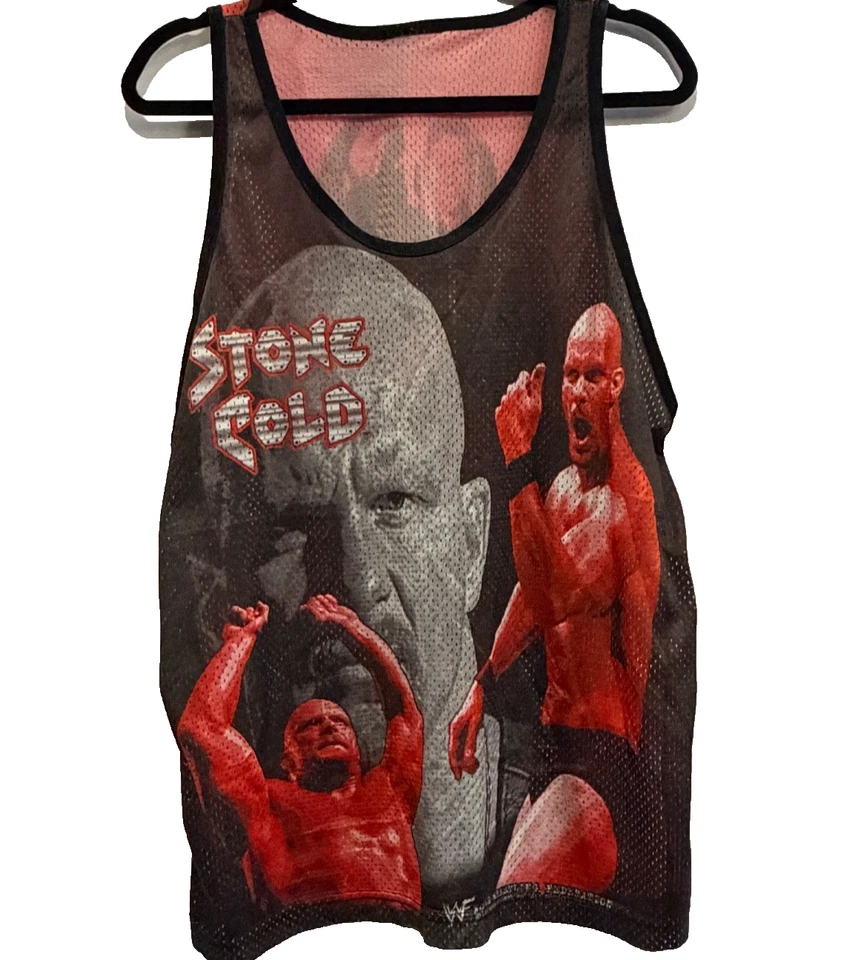 Camiseta sin mangas WWF Stone Cold Steve Austin Mesh Attitude 1999 de colección negra roja L Foto 3 de 4