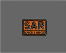 Search and Rescue embroidery patches 2x3''hook on back Black on orage