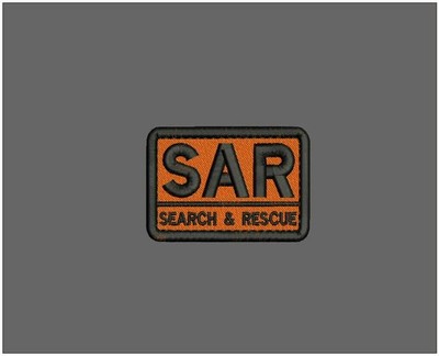 Search and Rescue embroidery patches 2x3''hook on back Black on orage ...