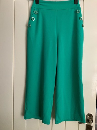 Kim & Co  Jersey Sailor Cropped Trouser Petite Size small (approx 24” waist) - Picture 1 of 4