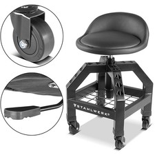 STAHLWERK Werkstatthocker Rollsitz Rollhocker Hocker 136 kg 59-76 cm Sitzhöhe