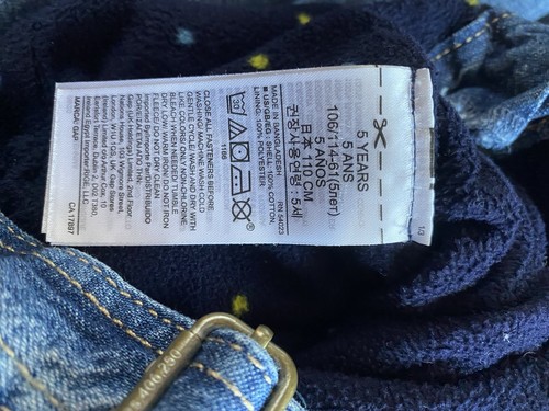 Gap Kids Lined Bib Overalls Jeans Size 5 - Picture 6 of 6
