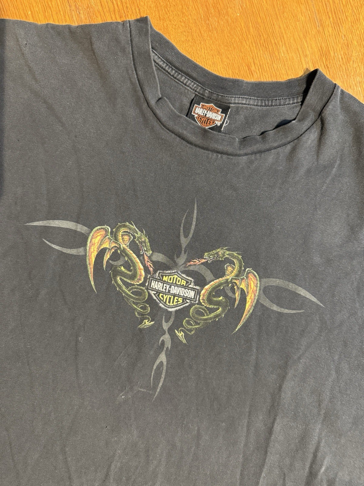 Vintage Harley Davidson Dragon Tribal Tee 2XL USA Thu… - Gem