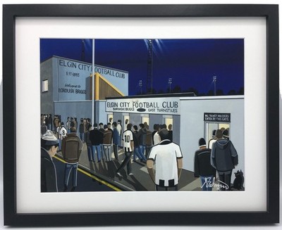 Elgin, Borough Briggs, gerahmter Kunstdruck City Football Club FC. 14'' x 11'' Rahmen