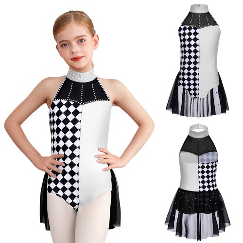 Kids Girls Circus Clown Leotard Bodysuit Ballet Skating Tutu Dress Jumpsuit  - Bild 30 von 119