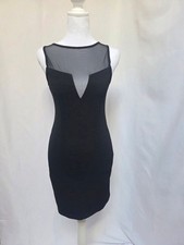 Forever 21 Black Ribbed Mesh Keyhole Bodycon Mini Dress M