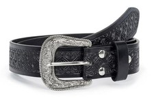 Adjustable Vintage Western-Belts for Women Men Fit for Waist 28"-38" Black1
