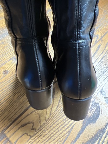 Paul Green Tall Riding Boots Womens Size 6 Black Leather Block Heel Inner Zip - Picture 7 of 11