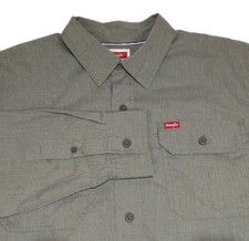 Wrangler Men's Shirt Size Large Olive Green Long Sleeve Workwear