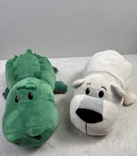 Lot of 2 FlipaZoo Asher Husky Dog Poppi Polar Bear/Grizzly Bear Alligator Plush