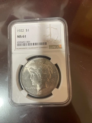 1922 Peace Silver Dollar NGC MS61 Frosty Just Graded New Holder #L174J