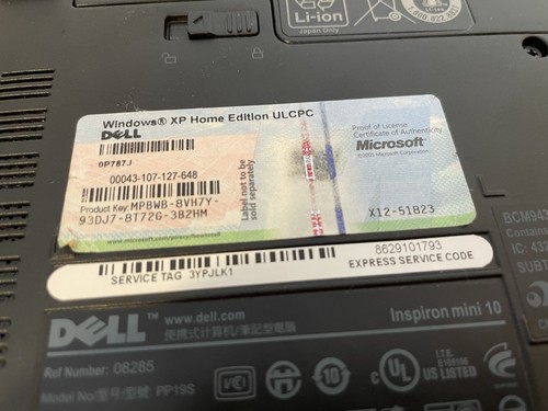 Dell Inspiron Mini 10 Intel Windows XP Home Ed Web Cam, Mouse, Extra Battery - Bild 10 von 12