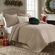 Velvet 3-Piece Full/Queen Quilt Set Crush Khaki Queen Size Bedding Set