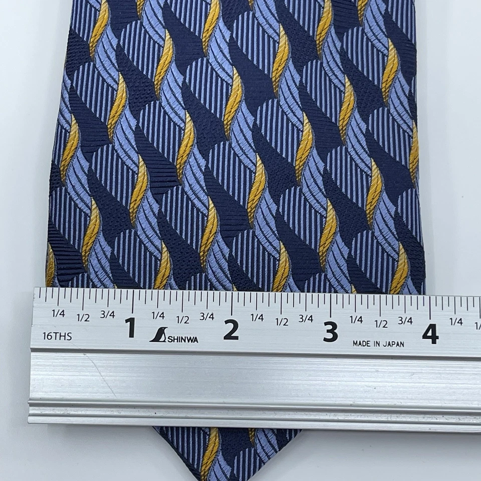 Лот из 3 дизайнерских мужских ШИРОКИХ галстуков с геометрическим узором BVLGARI CHARVET ALTEA - Изображение 4 из 4