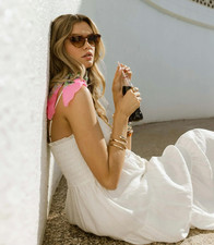 SPELL & THE GYPSY White Linen Gardenia Sun Dress Maxi Ladies SZ M New With Tags