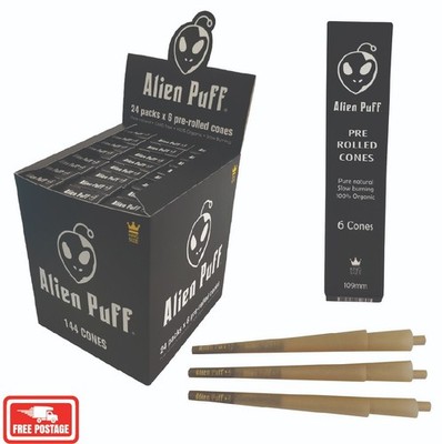 Alien Puff Premium ungebleichte braune KingSize vorgerollte Zapfen (6 Zapfen pro Packung)