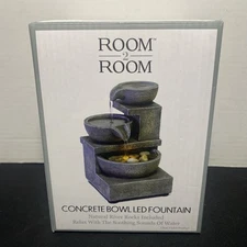 Room 2 Room Concrete Bowl Led Fountian W/ Natural River Rocks New 💦