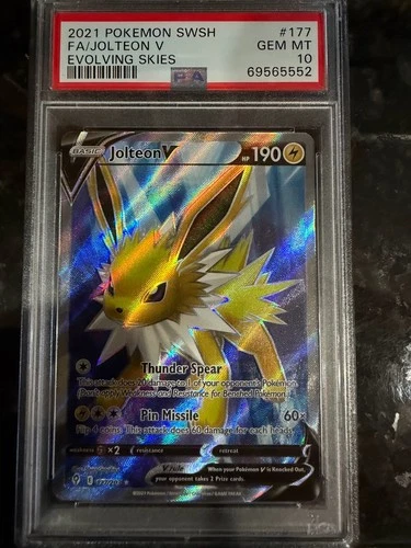 Pokemon Jolteon V 177/203 Full Art Holo Evolving Skies 2021 PSA 10