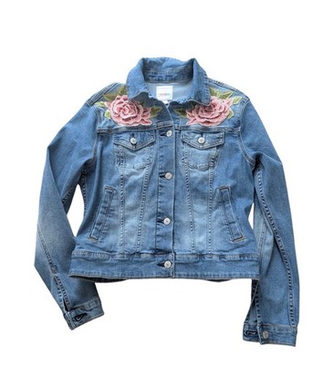 Lularoe Pink Rose Denim Spring Jean Jacket  Size Small 