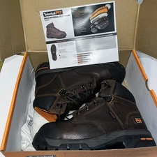 Timberland Pro Work Boots Brown Leather Anti Fatigue Mens 8.5 Steel Toe