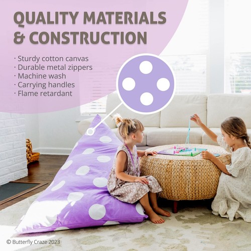 Butterfly Craze Bean Bag Chair Cover, Functional Toy Organizer, Fill with Stu... - Picture 7 of 9