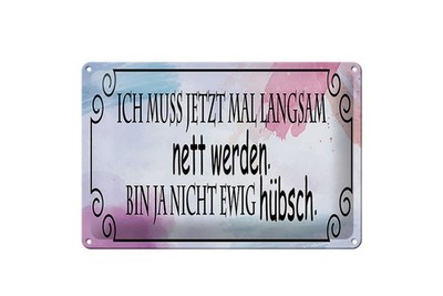 Blechschild 20x30cm gewölbt ich muss mal langsam nett werden Geschenk Schild