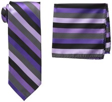 Stacy Adams Men's Tall-Plus-Size Microfiber Stripped Tie Set Extra Long