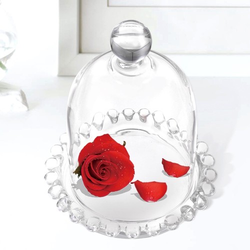 Cake Tray Stand with Lid Glass Dome Display Cupcake Serving Plate Cover - Imagen 5 de 12