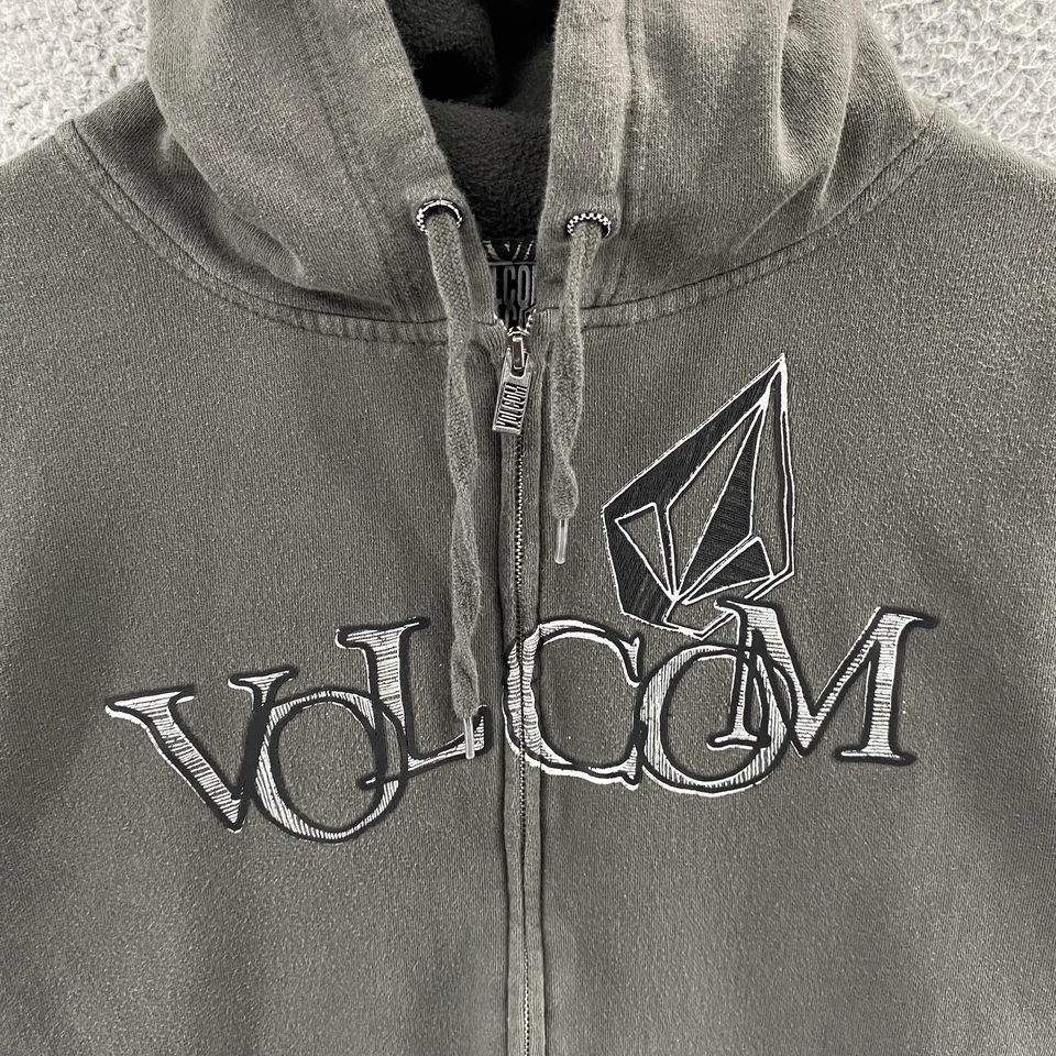 VINTAGE Volcom Hoodie Men XL Gray Full Zip Sweatshirt Skater Streetwear Y2K 00s - Image 2 of 4