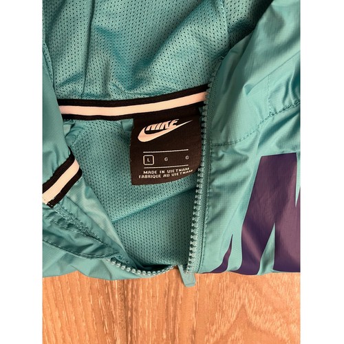 Youth Nike Sportswear Retro Full Zip Windbreaker Jacket Size L Green Purple - Picture 4 of 5
