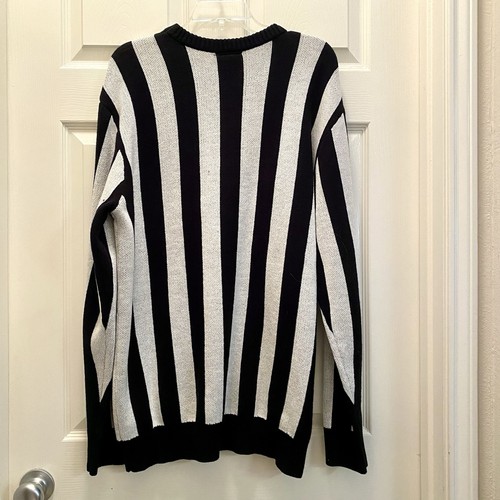 Beetlejuice Black & White Stripe Destructed Sweater Mens NWOT Size L - Picture 3 of 8