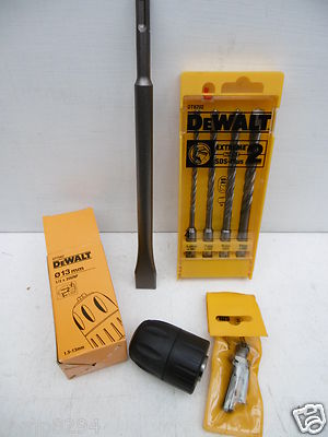 DEWALT SDS PLUS SET DT7002 SPANNFUTTER DT7030 ADAPTER DT6802 MEISSEL DT9702 BOHRER BITS