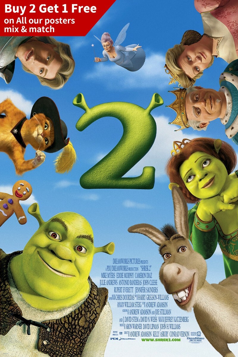 Shrek 2 (2004) Movie Poster Film Wall Art Canvas Print Bedroom Decor Poster