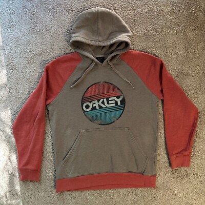 Oakley Sweatshirt Mens Medium Hoodie Orange Light Brown Pockets