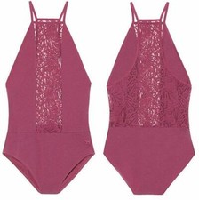Victoria's Secret Pink New Lace High Neck Cami Bodysuit Color Berry XSmall NWT