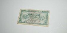 Vintage 10 Francs Tien Frank Belgium Dix Paper Money 1943 WWII era