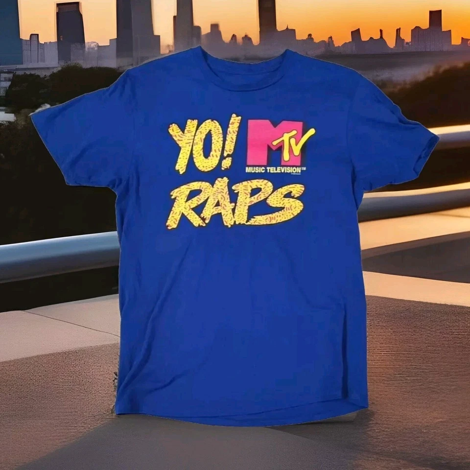 Camiseta de televisión musical MTV AÑOS 80 Grande rock puntada única tv yo raps L Azul  Foto 2 de 3
