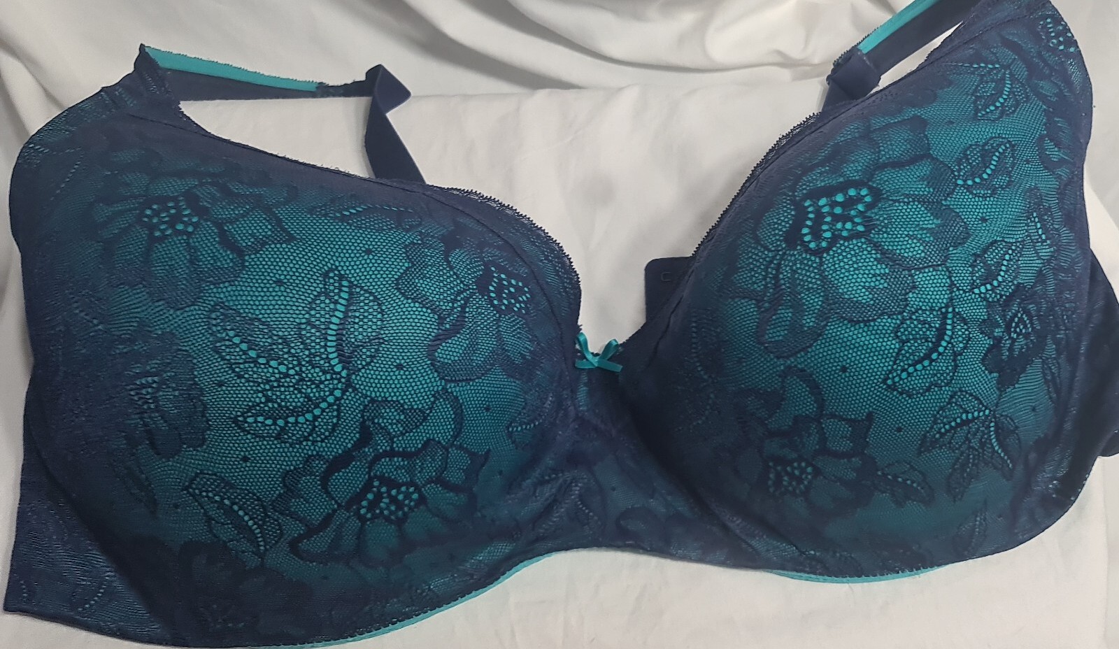Cacique Bra Bra 44F Navy Blue lace over gr… Gem