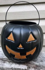Black Jack O Lantern Blow Mold Pumpkin Trick or Treat Candy Handle Bucket Pail